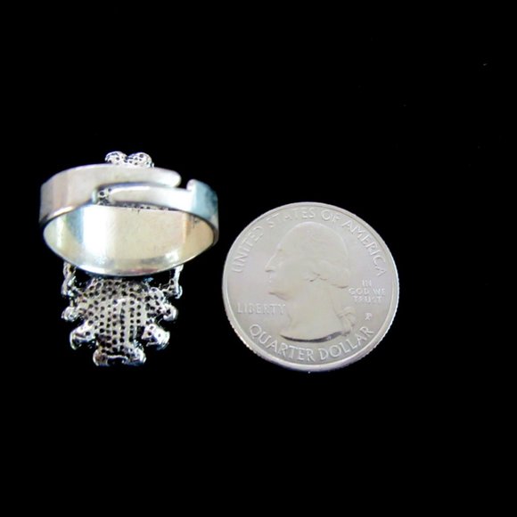 Red & blue rhinestone cocktail ring size 8 - 9 NEW - Picture 10 of 12